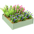 Square Raised Garden Bed Box with Weatherized Steel Frame for Vegetables, Flowers, & Herbs, 120 x 120 x 30cm, Light Green