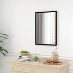 Wall Bathroom Mirror, 70 x 50 cm Wall-Mounted Mirror for Living Room, Bedroom, Hallway, Black