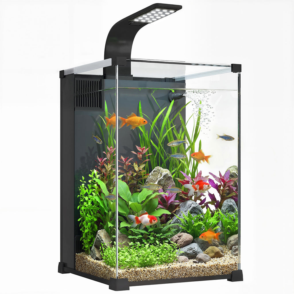 Aquarium Komplettset 36L Nano Aquarium mit LED-Beleuchtung Filtersystem Pumpe Zirkulation 30 x 30 x 45,5 cm Schwarz