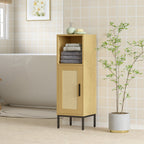 Badezimmerschrank, schmaler Badschrank freistehend mit verstellbarem Einlegeboden, Natur
