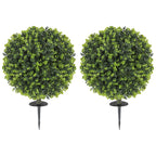 2er-Set Kunstpflanzen, K¨¹nstliche Buchsbaumkugeln mit Bodenpfahl, f¨¹r drinnen und drau?en, UV-best?ndig, Gr¨¹n