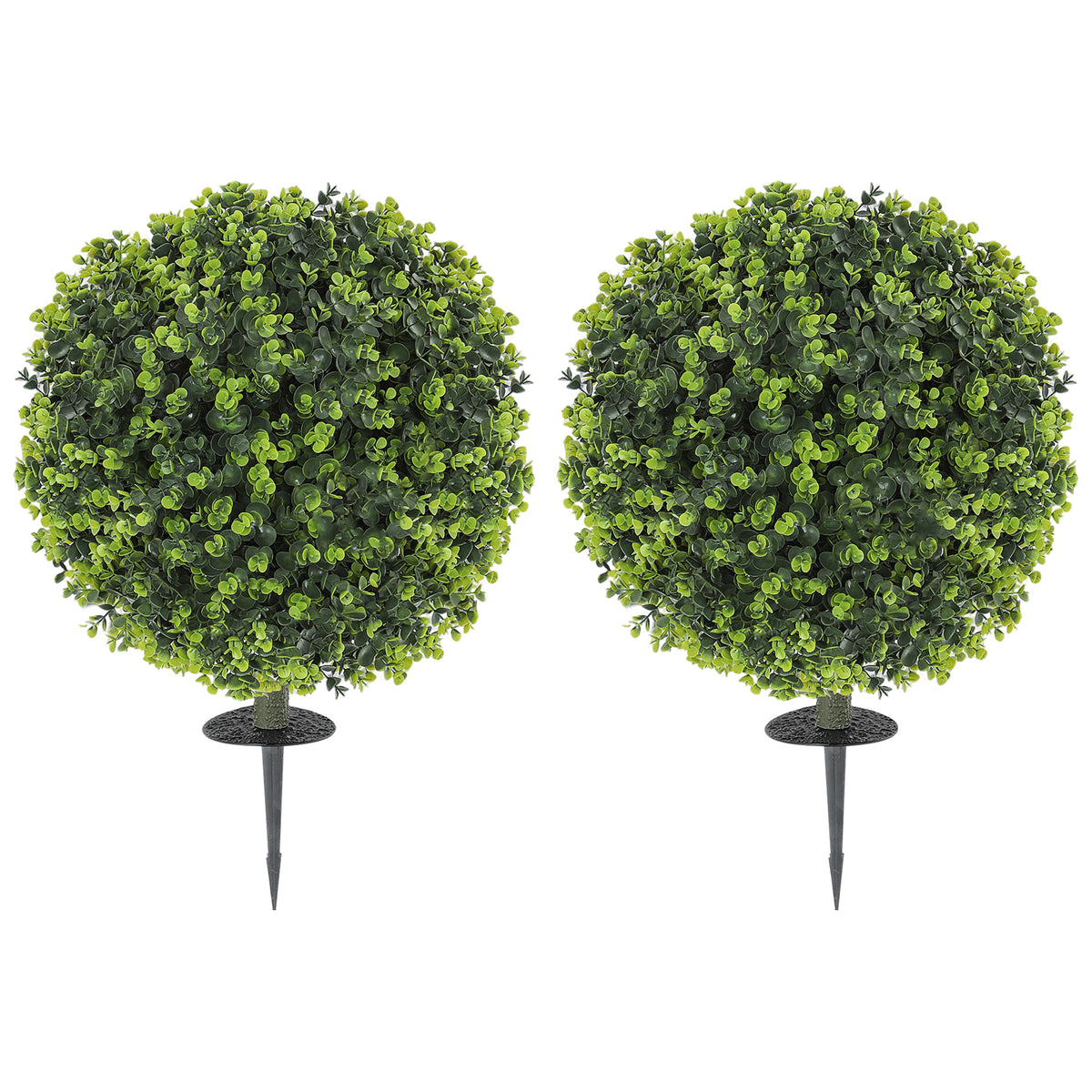2er-Set Kunstpflanzen, K¨¹nstliche Buchsbaumkugeln mit Bodenpfahl, f¨¹r drinnen und drau?en, UV-best?ndig, Gr¨¹n