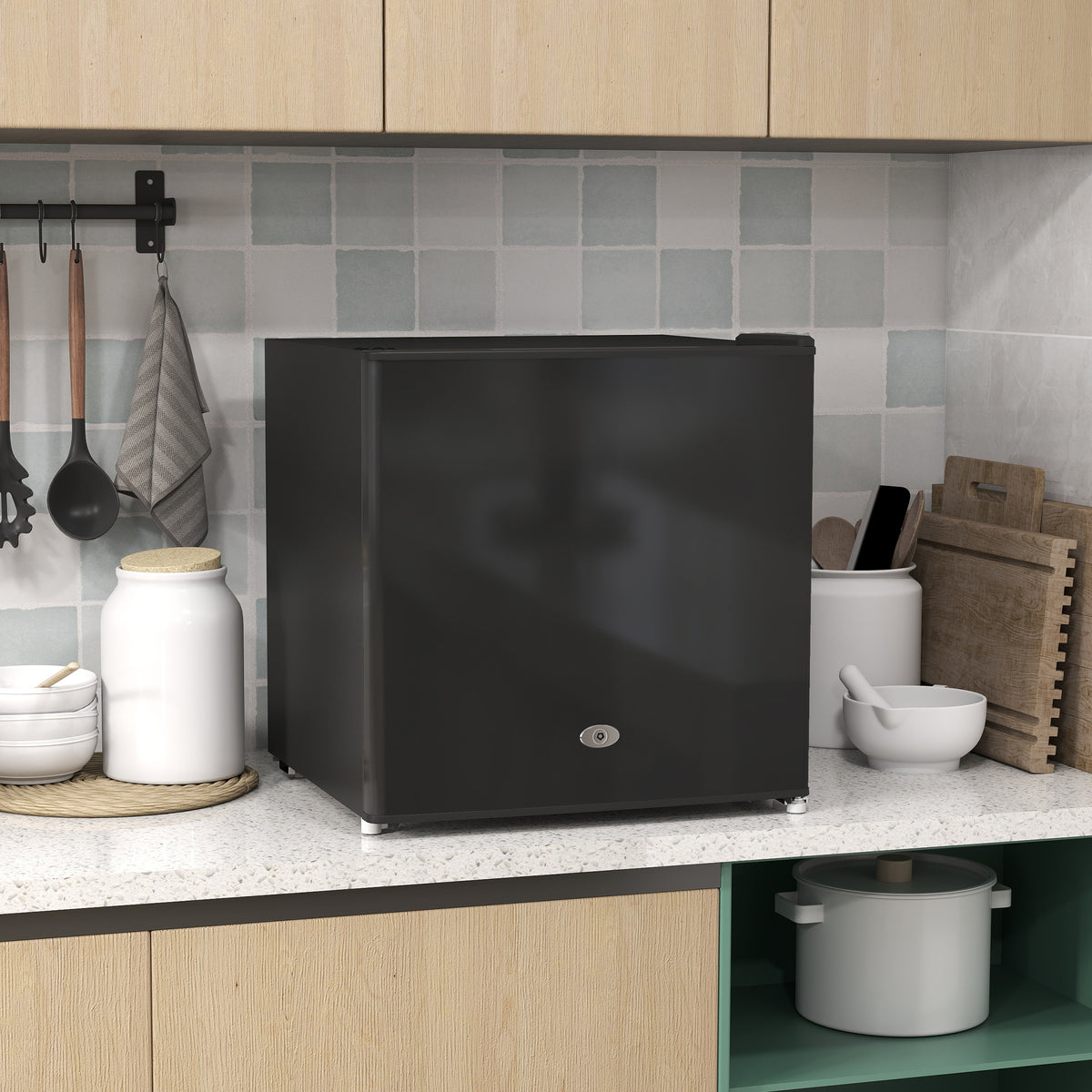 Mini-Gefrierschrank 35 L Gefrierbox elektrisch freistehend 45 W Mini Gefriertruhe 47 x 44,2 x 48,8 cm Schwarz
