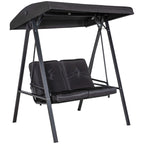 Two-Seater Garden Swing Bench, with Adjustable Canopy - Black