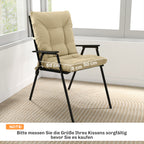 Outdoor-Sitzkissen mit Rückenlehne und Bändern, wasserabweisende Polster für drinnen und draußen, Beige