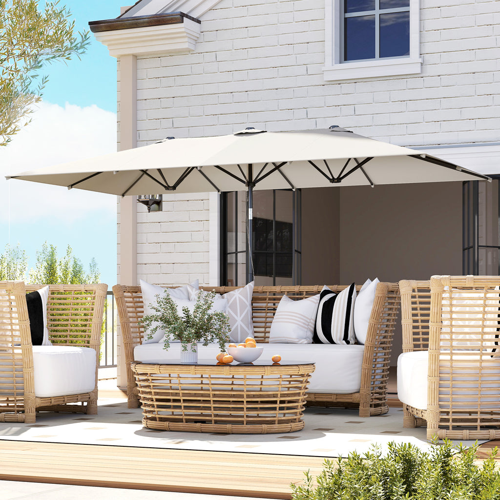Gro?er Sonnensschirm, h?henverstellbar, neigbar, 150x295x170-214 cm, Creme