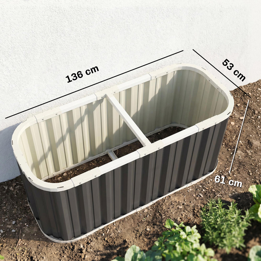 Hochbeet Metall 136 x 53 x 61 cm Tief Gartenbeet mit Schutzkanten Pflanzenetiketten Handschuhe Offenem Boden