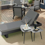 Couchtisch 2er Set, Wetterfest Balkontisch aus Stahl, Beistelltisch im Geometrischem Design Schwarz