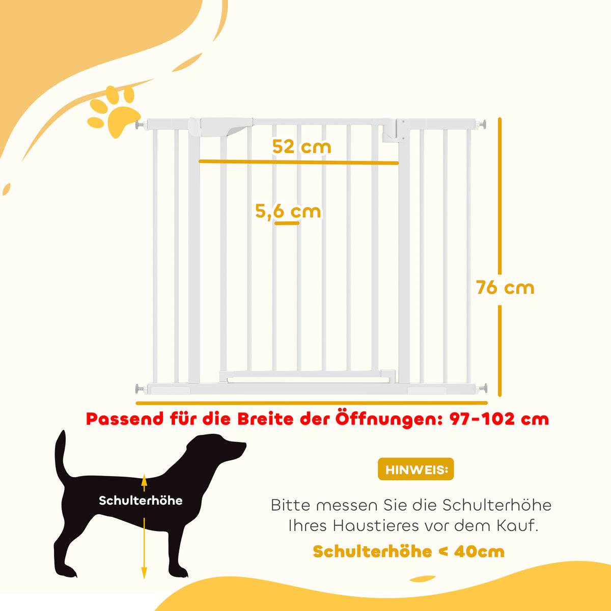 Treppenschutzgitter Absperrgitter ohne Bohren mit automatische Schließung für Kinder Küche Treppe 76-102 x 76 cm Weiß