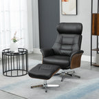 Relaxsessel mit Fußhocker, um 360° drehbar, Liegefunktion, Lesesessel, schwarz, 80 x 84 x 108 cm
