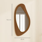 Wandspiegel Fenster Spiegel mit Kieferfurnierrahmen für Schlafzimmer Wohnzimmmer, 91,5 x 45 x 3 cm, Naturholz