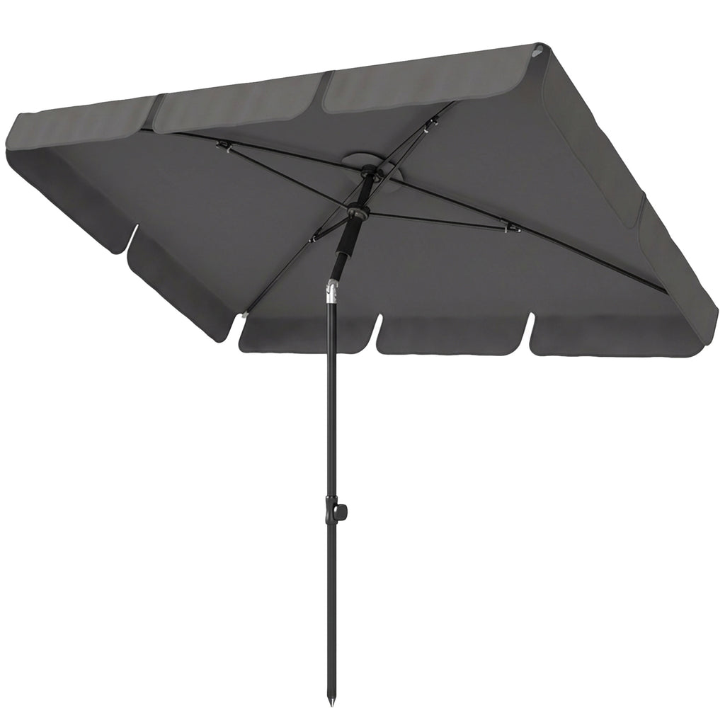 Sonnenschirm rechteckig Balkonschirm mit 3-facher Neigung Strandschirm mit 8 Streben 183x122x222 cm Dunkelgrau
