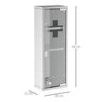 Medizinschrank aus Edelstahl und gehärtete Glastür Arzneischrank zur Medikamenten-Aufbewahrung, Abschließbar Medikamentenschrank mit 3 Fächern, Erste Hilfe Schrank, 20 x 12 x 58 cm, Silber