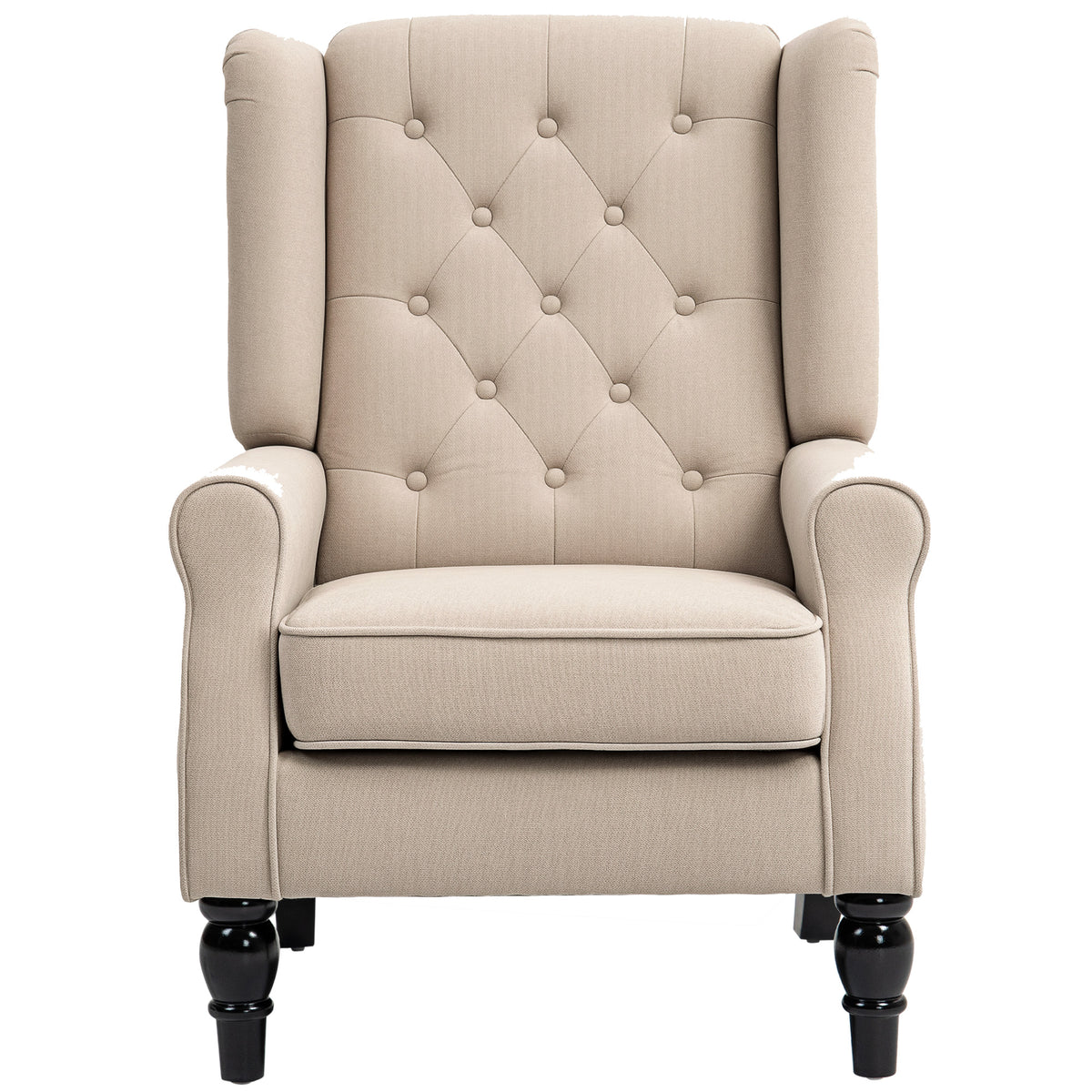 Eleganter Ohrensessel, dick gepolstert, abnehmbarer Bezug, 74 x 87 x 102 cm, Beige