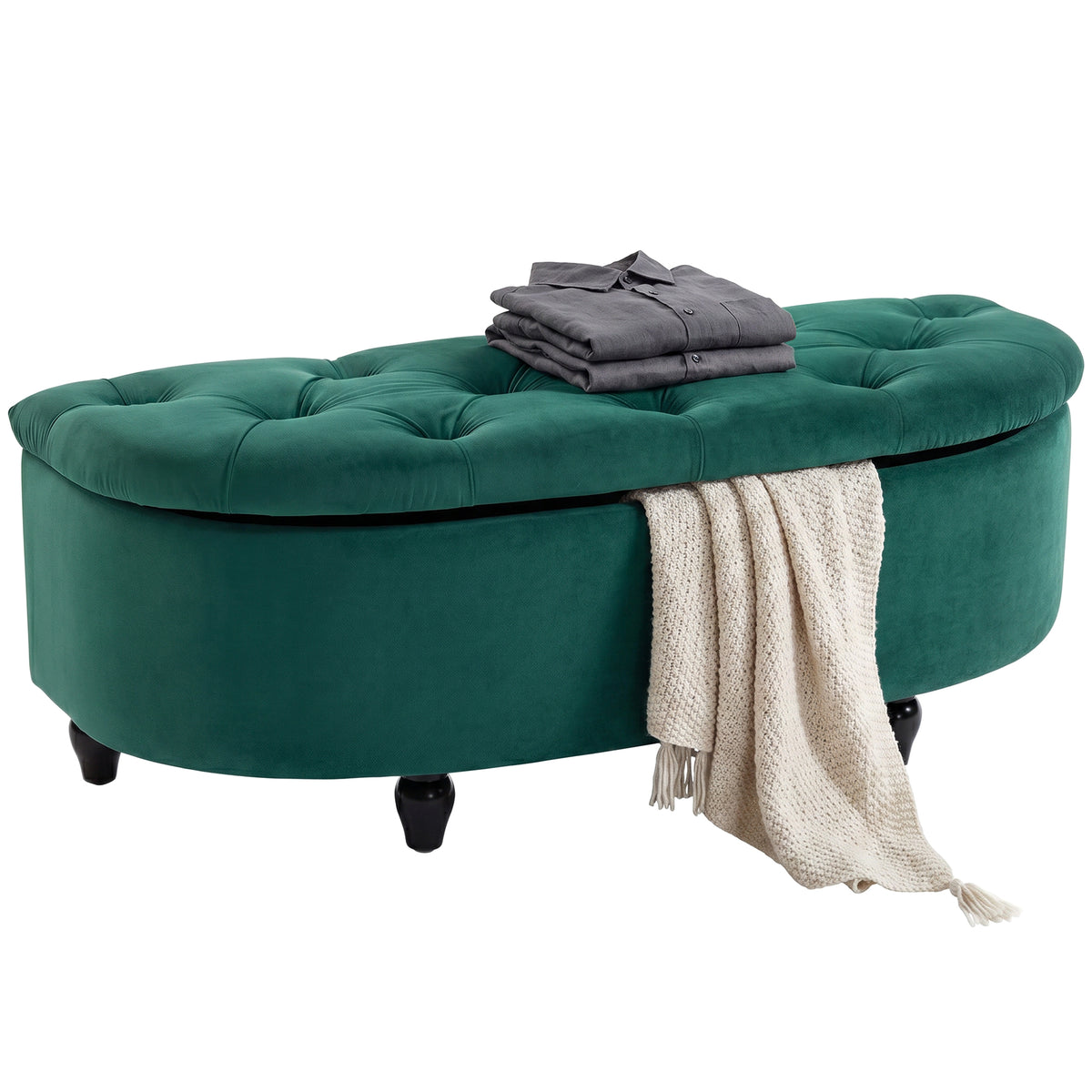 Hocker mit Stauraum, Sitztruhe, gepolstert, soft-close Deckel, Samtoptik, 120 x 46 x 42 cm, Dunkelgrau