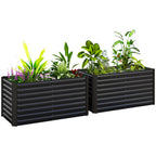 Hochbeet 2er-Set, Pflanzkasten, extra tief, Metall, 120 x 60 x 60 cm Dunkelgrau