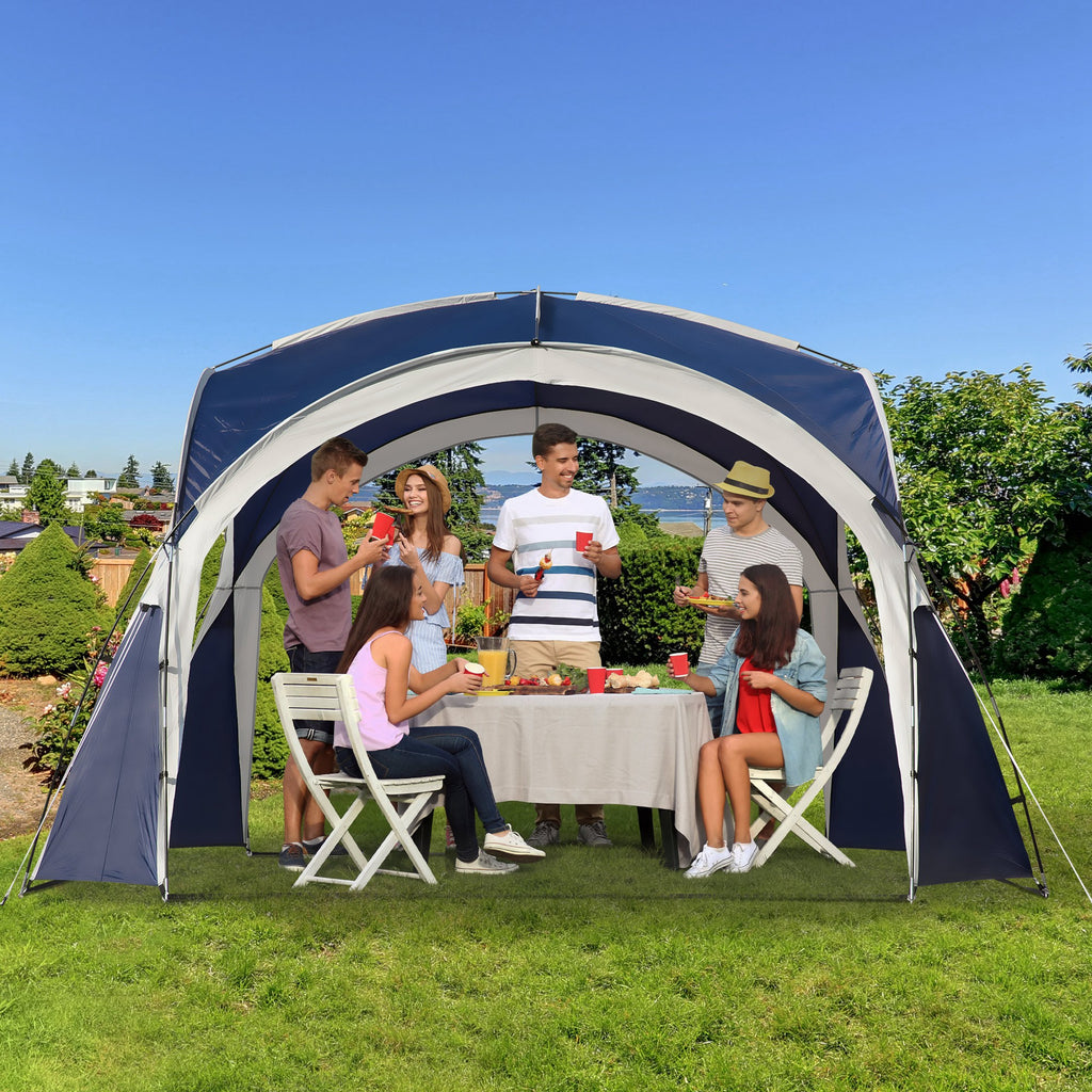 Kuppelzelt für 6-8 Personen, Pavillon, Schutz vor Sonne und Nieselregen, 3,5 x 3,5 x 2,22 m, Blau