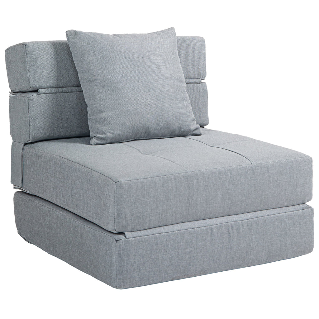 Relaxsessel Liegesessel Sessel mit Bettfunktion, inkl. 1 Kissen, 70 cm x 70 cm x 61 cm, Hellgrau