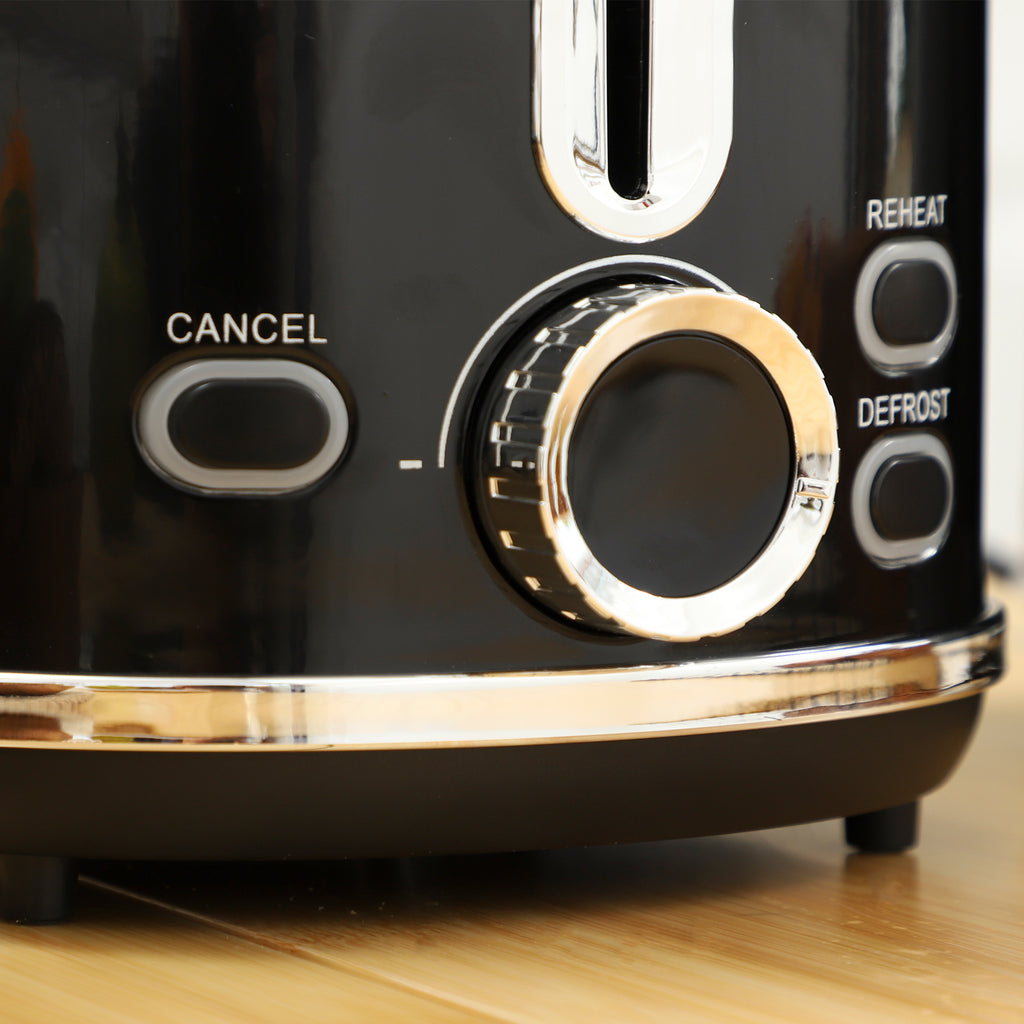 Wasserkocher Toaster Set mit 2 Scheiben Toaster, Schwarz