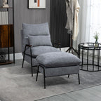 Sessel mit Ottomane Polstersessel Relaxsessel, inkl. Kissen, 68 cm x 91,5 cm x 88 cm, Hellgrau
