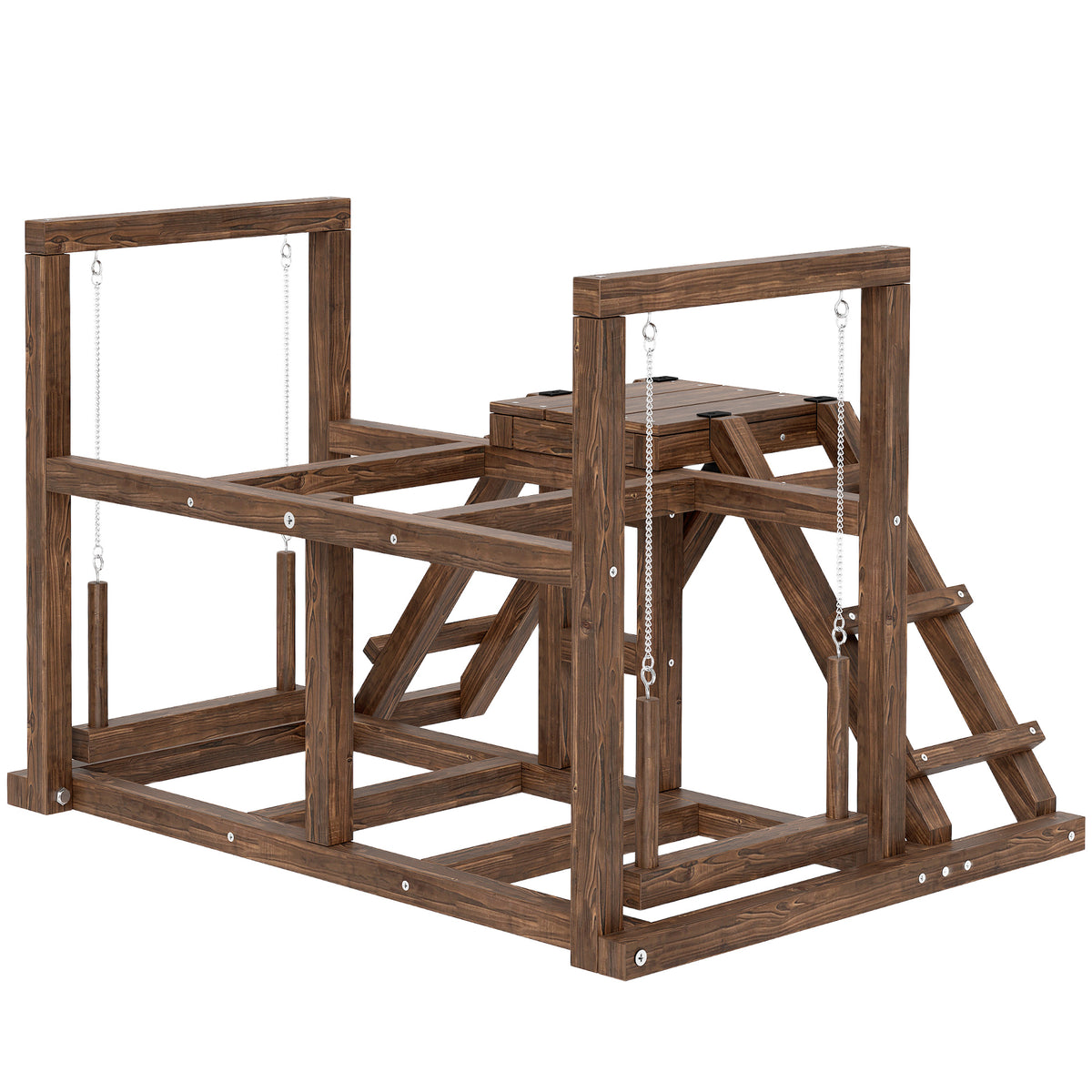 H¨¹hnergestell, Sitzstangen, Rampen, Schaukeln, f¨¹r 2-3 H¨¹hner, Holz, Braun