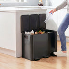 M¨¹lleimer mit 3 x 15L F?chern, Deodorant-Deckel, fingerabdrucksicher, Soft-Close, herausnehmbar, Schwarz