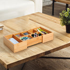  Extendable Drawer Organiser Tray Drawer Inserts Storage Holder Dividers 24.6-41cm, Natural bamboo Colour