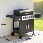 Gasgrill 17,8 KW 6+1 Brenner BBQ Grillwagen aus Edelstahl inkl Rolle Seitenbrenner Thermometer Emaille-Grillrost