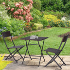 2-Seater Rattan Bistro Set: 1 x table, 2 x chairs-Brown