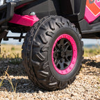12V Elektroauto für Kinder, Fernbedienungsfunktion, Gurt, Hupe, LED-Lichter, USB-Port, für 3-5 Jahre, Rosa