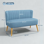 2-Sitzer Sofa, weiche Polsterung, pflegeleichter Bezug, bis 220 kg, 117 x 56,5 x 77 cm, Blau