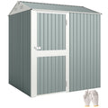 Metall Gerätehaus 3,5 m², Hoher Abschließbar Geräteschuppen mit Sattedach Lüftungen Handschuhen, 209 x 177 x 236 cm