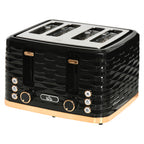 4-Scheiben-Toaster, wellenf?rmiges Design, mehrere Funktionen, Kr¨¹melfach, Schwarz