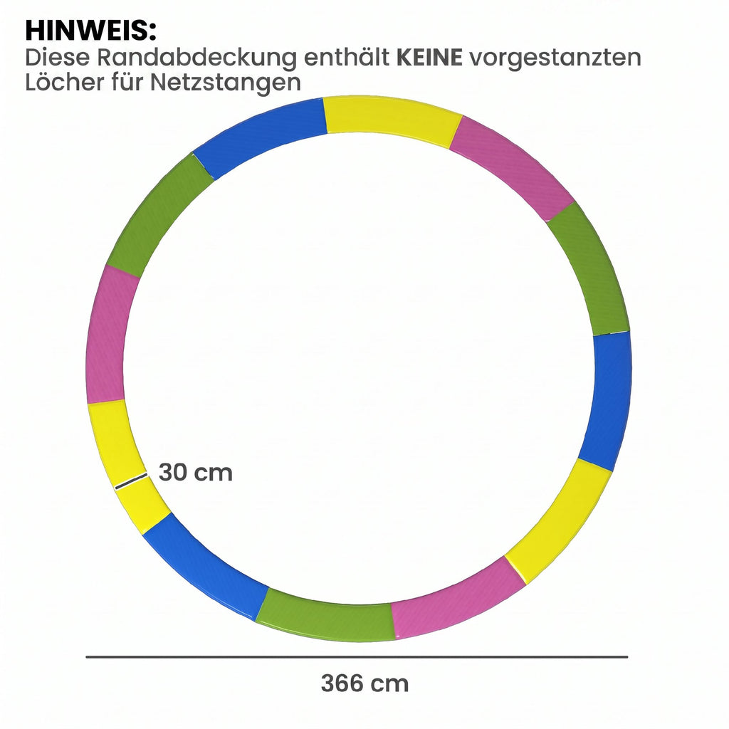 Ersatz-Randabdeckung für Trampoline, wasserfest, reißfest, Ø366 cm, bunt