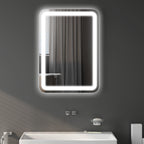 Badezimmerspiegel, beleuchtet, Touch-Steuerung, beschlagfrei, dimmbar, 3 Lichtfarben, 70x90, Silber