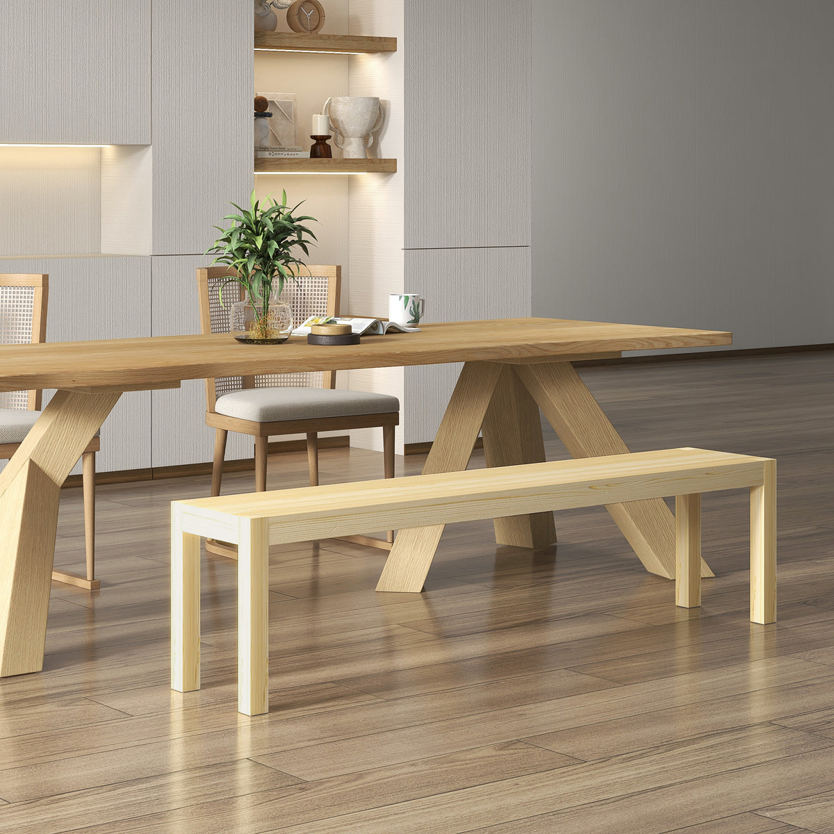 Sitzbank, Platz für 3 Personen, bis 330 kg, Kiefernholz, 175x33x45 cm