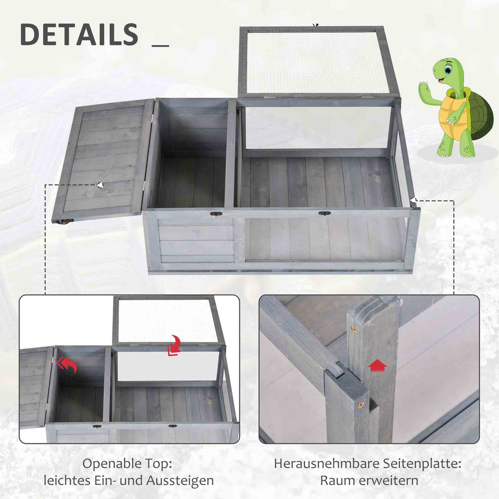 Tortoise House, Small Reptile Wooden House, with Mesh Roofs, Side Panels, for Turtles, Lizards, Geckos and Snakes