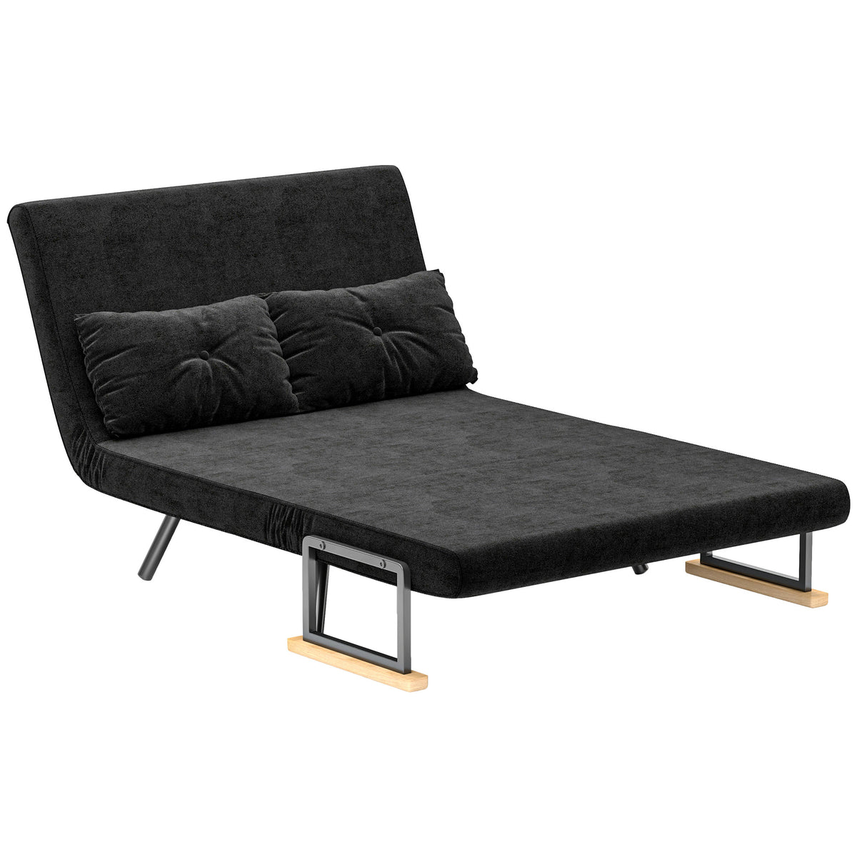 Schlafsofa 2er-Sofa Samtsofa, Schlaffunktion, inkl. 2 Kissen, Samtoptik, Schwarz