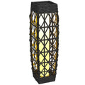 Rattan Außenleuchte, Solar Gartenlampe, Einschaltautomatik, LED, wetterfest, Metallrahmen, 20 x 20 x 68cm, Grau