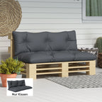2 teilige Polsterauflage Gartenmöbelsitzkissen Sitzauflage, wetterbeständig, Knopfheftung, 120 x 60 x 15 cm, Grau