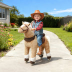 Reitpferd mit Sattel Rollen für Kinder 3-5 Jahre 80 cm Braun