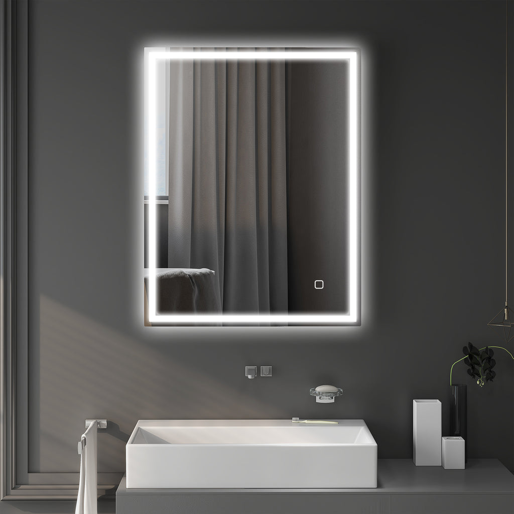 90 x 70cm LED Bathroom Mirror with Lights, Dimmable Makeup Mirror, Vanity Mirror with 3 Colour, Smart Touch, Anti-Fog