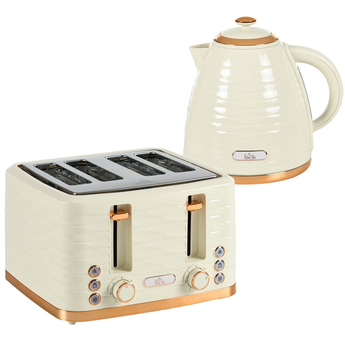 2-in-1 Toaster- und Wasserkocher-Set, 7 Br?unungsstufen, Auftau- und Aufw?rmfunktion, Beige
