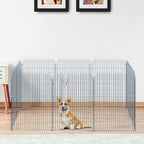 Freilaufgehege Welpenauslauf Welpenzaun Laufstall Welpengitter für Tiere 8-teilig B63 x H91 cm