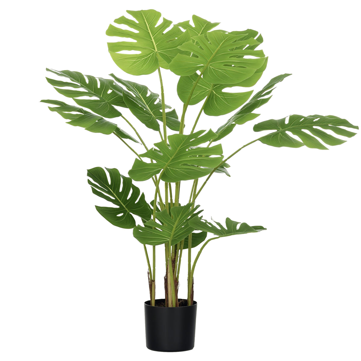 Kunstpflanze Realistische Kunstpflanze Monstera Deliciosa,1 Übertopf und Zementerde,17,5 cm x 17,5 cm x 120 cm, Grün