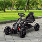 Kids Pedal Go Kart, with Adjustable Seat, EVA Wheels, Seat, Handbrake - Black