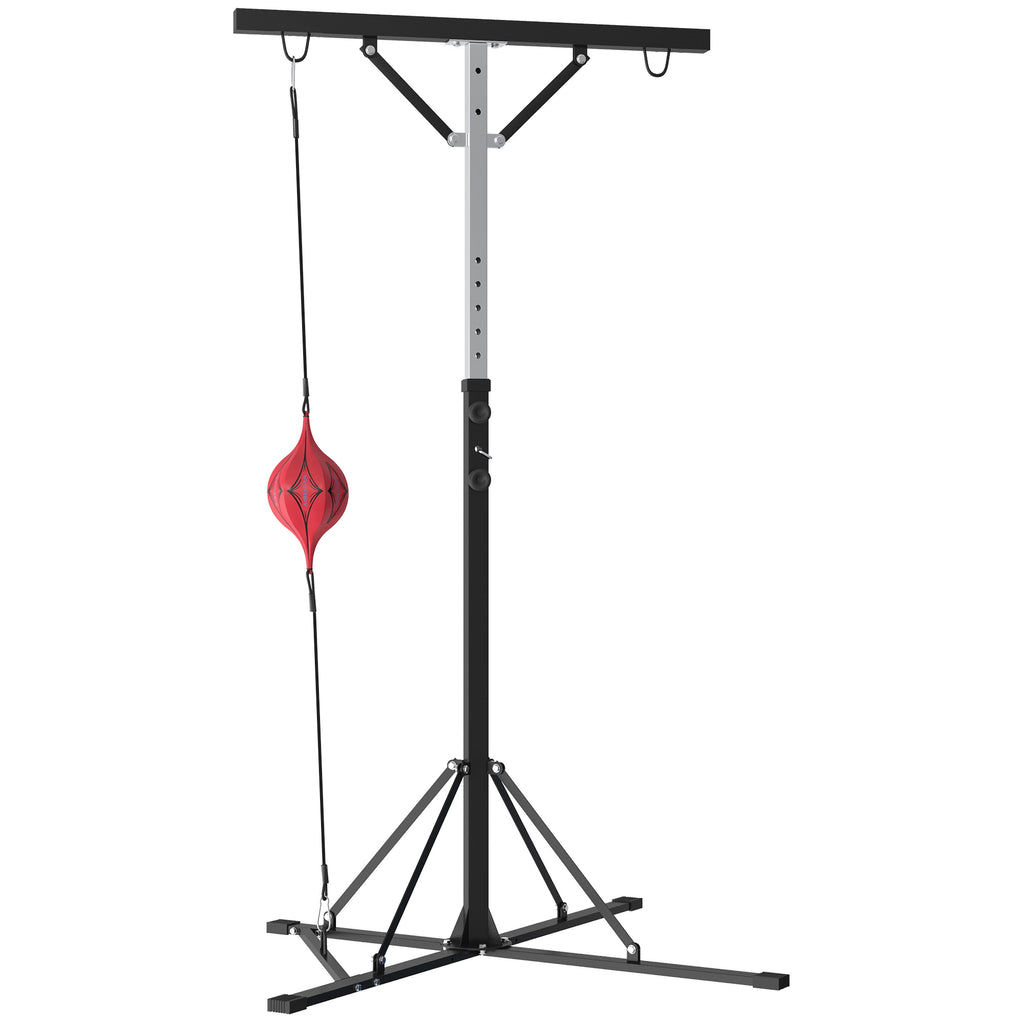 Boxsackständer, höhenverstellbar, mit Speedball, Metallrahmen, 160L x 145B x 175-220H cm, Schwarz