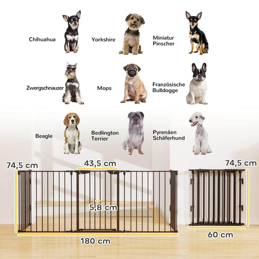 5 Panels Pet Playpen Metal Fence w/ Walk Through Door - Black