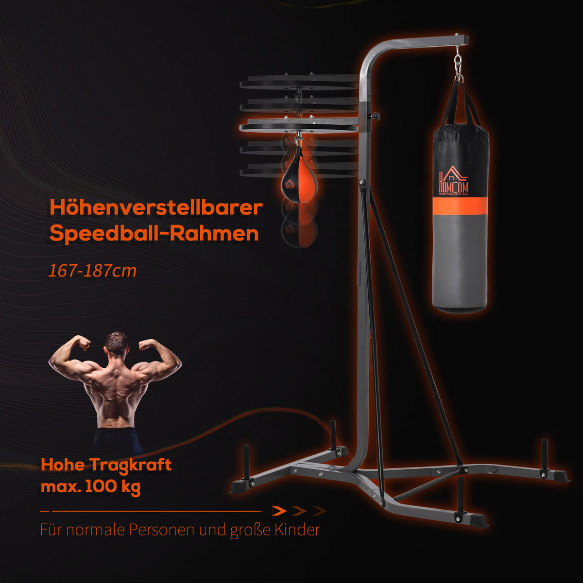 Freestanding Boxing Punch Bag & Speed ball Station, for Home Gym, Grey