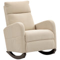 Schaukelstuhl, gepolsterter Schaukelsessel mit Cordstoff, Seitentaschen für Wohnzimmer, Schlafzimmer, Beige